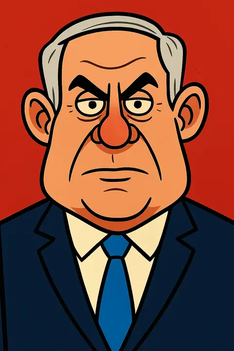 Netanyahu, stern, blue tie